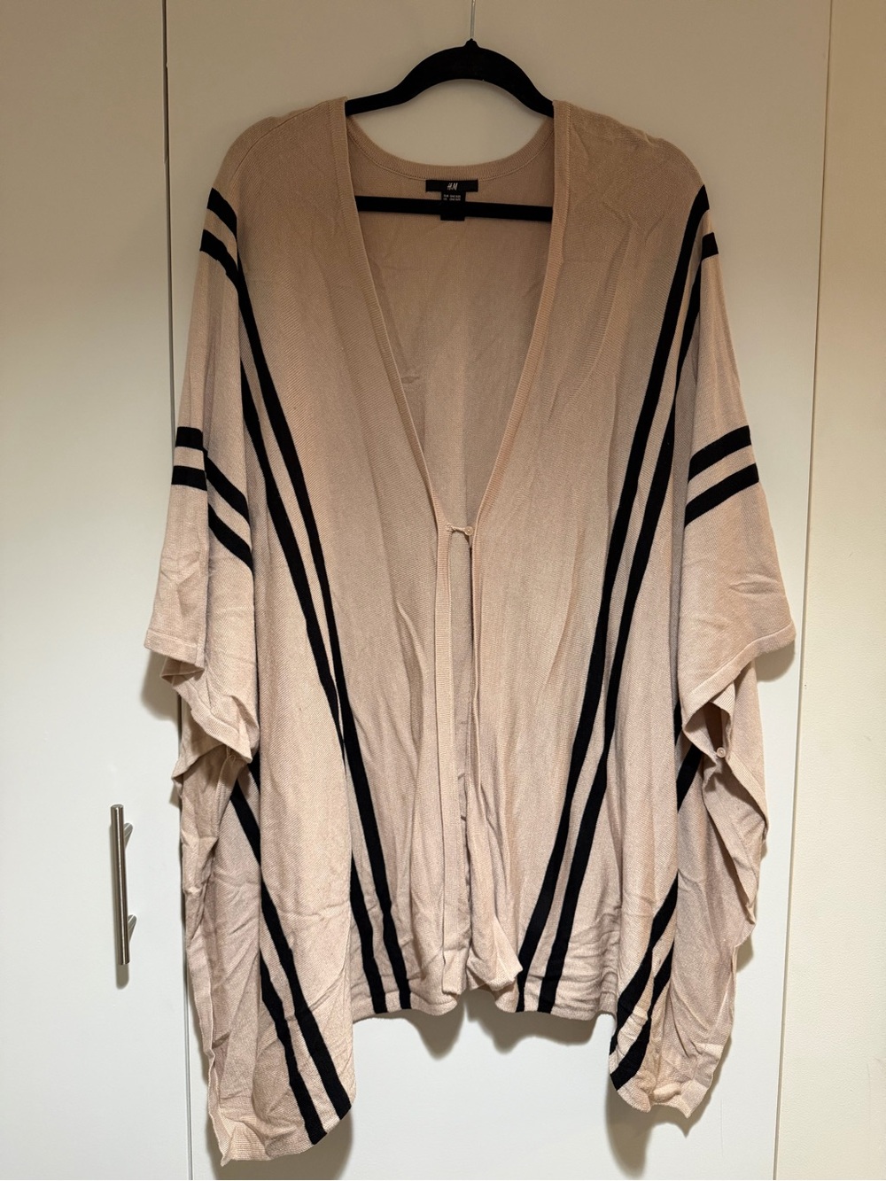 H&M Beige Open-Front Cape with Black Stripes